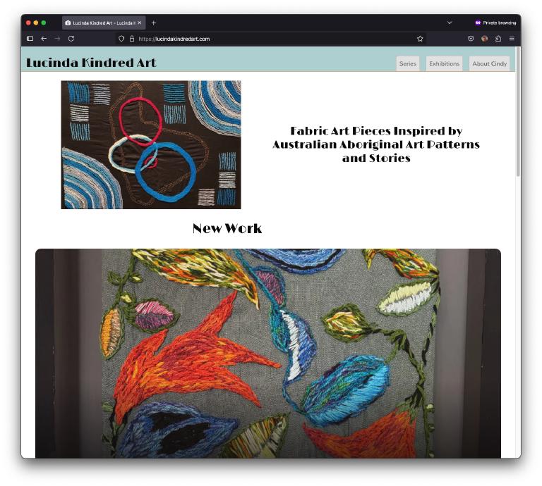 Screenshot of cindykindred.com